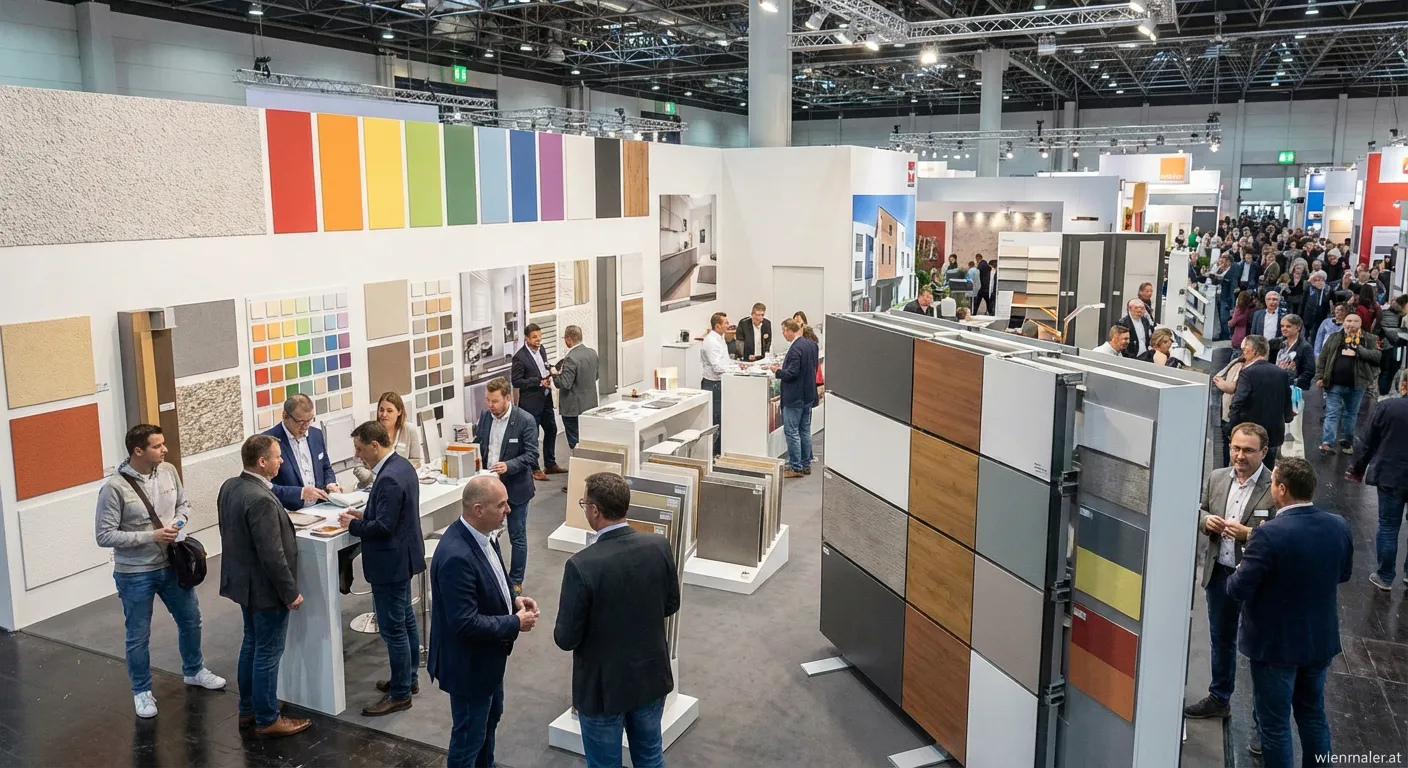 Messestand auf der Farbe Ausbau und Fassade mit Farbmustern